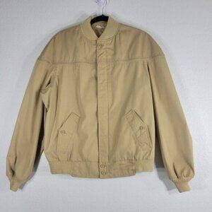 Pacific Trail Sportswear Vintage Men Large Bomber Jacket Tan Zip Pockets Korea